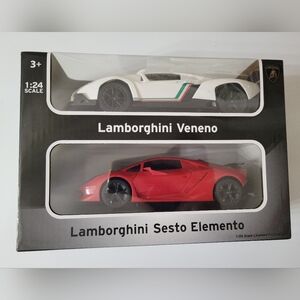 Braha Set of 2 Lamborghini Veneno & Sesto Elemento 1:24 Scale Toy Friction Cars